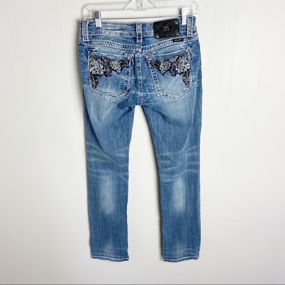 Miss Me Straight Floral Print Jeans Pants Size 27